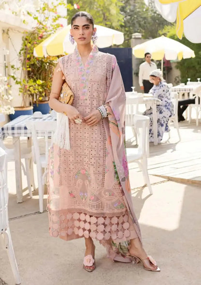 3 Piece Unstitched Heavy Embroidered Chicken Kari Lawn Suit with Printed Slub Dupatta