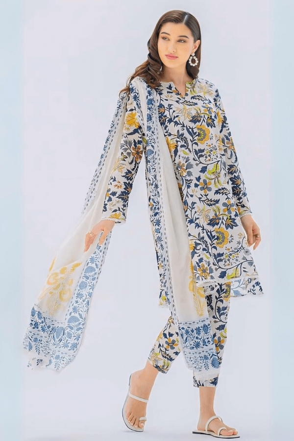 3 Piece Unstitched Digital Printed Pure Lawn Suit with Fine Printed Lawn Dupatta