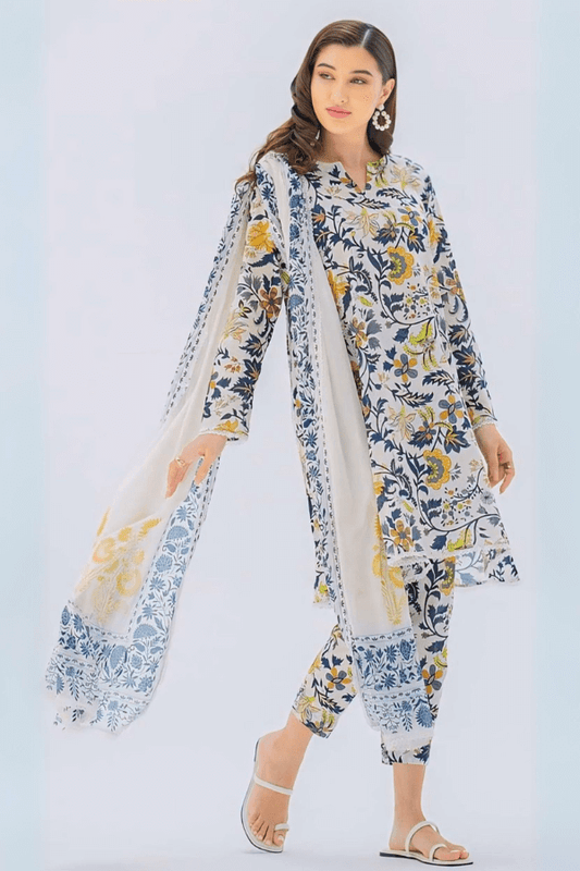 3 Piece Unstitched Digital Printed Pure Lawn Suit with Fine Printed Lawn Dupatta