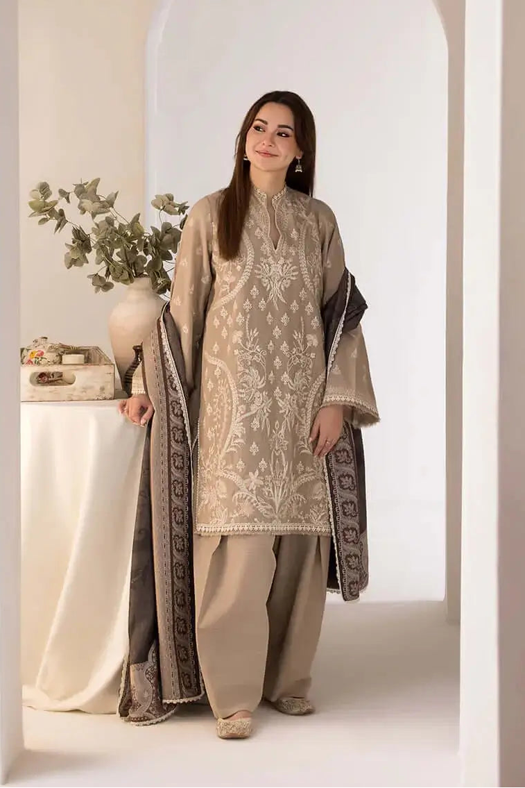 3 Piece Unstitched Heavy Embroidered Lawn Suit with Emrboidered Printed Slub Dupatta