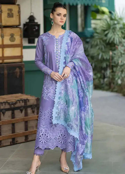 3 Piece Unstitched Heavy Embroidered Chickenkari Lawn Suit with Digital Printed Monaar Slub Dupatta