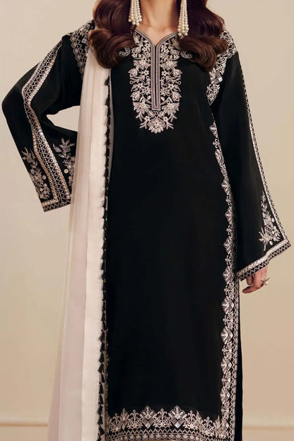 3 Piece Unstitched Heavy Embroidered Lawn Suit with Embroidered Chiffon Dupatta