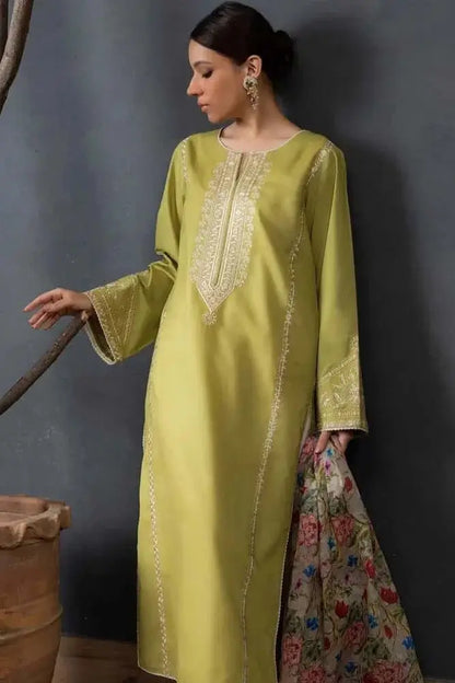 3 Piece Unstitched Embroidered Lawn Suit with Printed Slub Dupatta