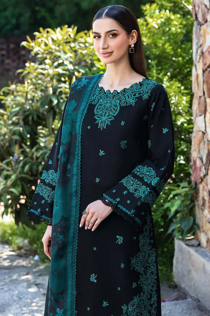 3 Piece Unstitched Heavy Embroidered Lawn Suit with Printed Voil Dupatta