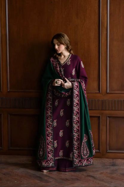 3 Piece Unstitched Heavy Embroidered Lawn Suit with Embroidered Lawn Dupatta
