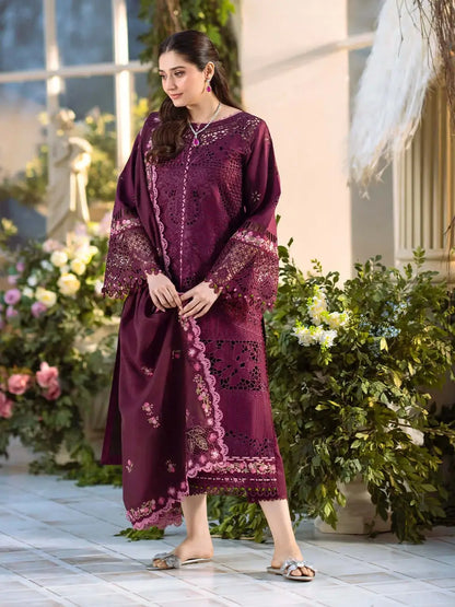 3 Piece Unstitched Heavy Embroidered Chickenkari Lawn Suit with Embroidered Lawn Dupatta