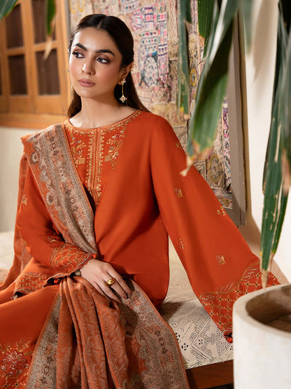 3 Piece Unstitched Heavy Embroidered Lawn Suit with Digital Printed Monaar Slub Dupatta