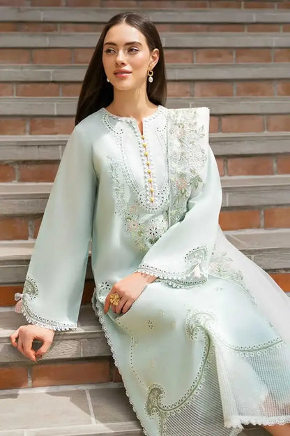 3 Piece Unstitched Heavy Embroidered Lawn Suit with Embroidered Organza Dupatta