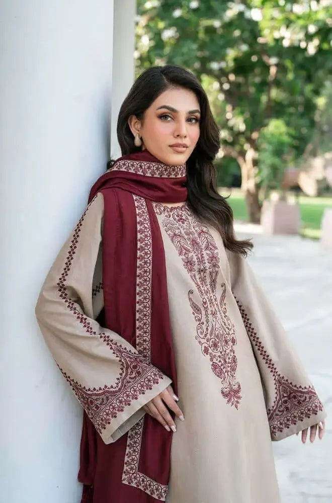 3 Piece Unstitched Heavy Embroidered Lawn Suit with Printed Voil Dupatta