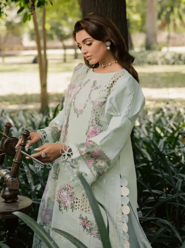 3 Piece Unstitched Heavy Embroidered Lawn Suit with Embroidered Lawn Dupatta