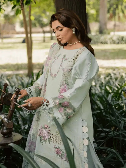 3 Piece Unstitched Heavy Embroidered Lawn Suit with Embroidered Lawn Dupatta