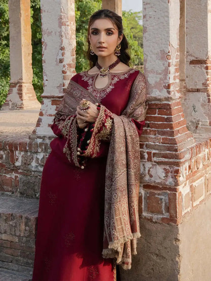 3 Piece Unstitched Heavy Embroidered Lawn Suit with Printed Voil Dupatta