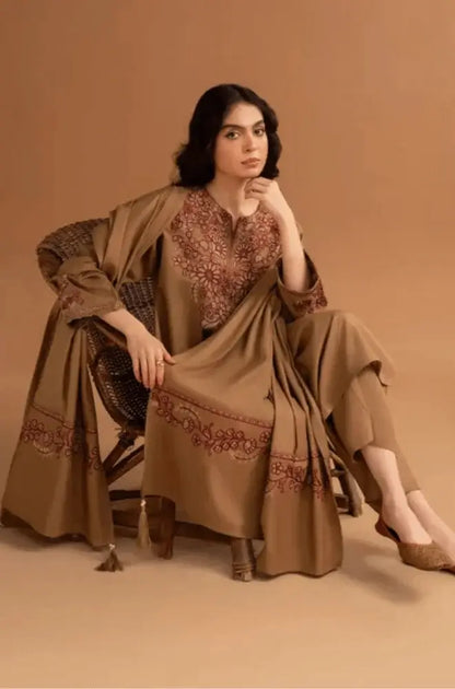 3 Piece Unstitched Heavy Embroidered Lawn Suit with Embroidered Lawn Dupatta