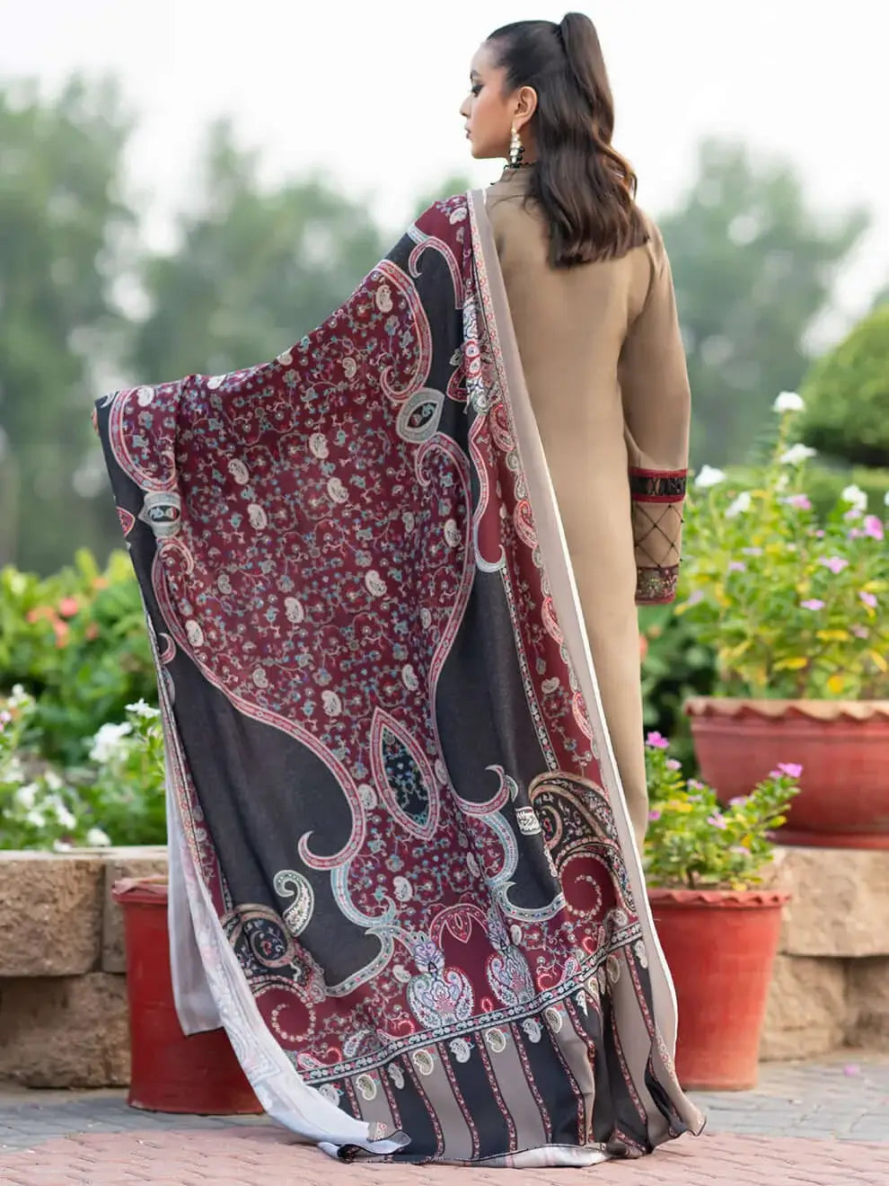 3 Piece Unstitched Heavy Embroidered Lawn Suit with Printed Slub Dupatta
