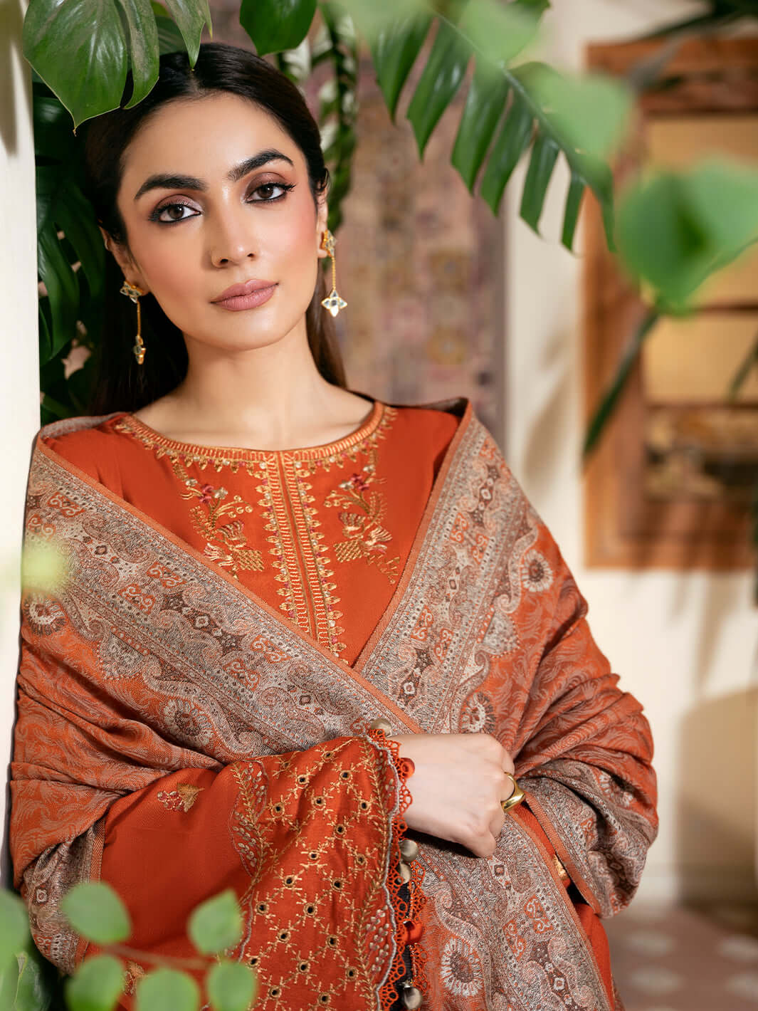 3 Piece Unstitched Heavy Embroidered Lawn Suit with Digital Printed Monaar Slub Dupatta