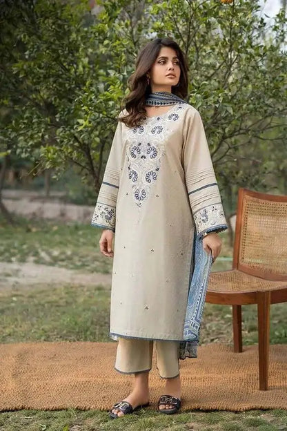 3 Piece Unstitched Heavy Embroidered Lawn Suit with Embroidered Slub Dupatta