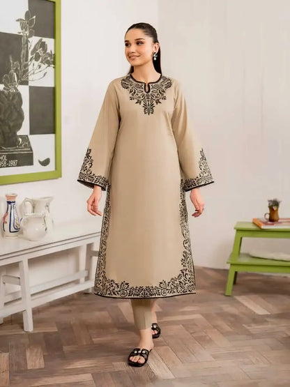 3 Piece Unstitched Heavy Embroidered Lawn Suit with Printed Monaar Slub Dupatta