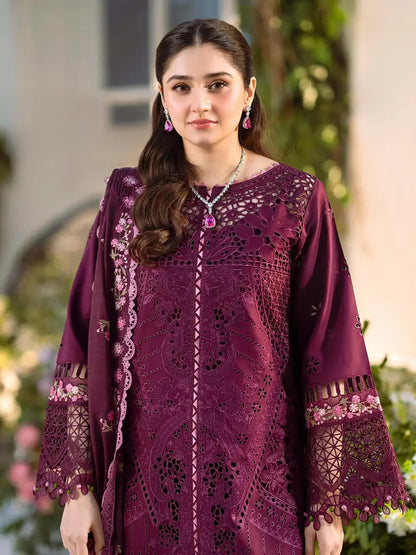 3 Piece Unstitched Heavy Embroidered Chickenkari Lawn Suit with Embroidered Lawn Dupatta