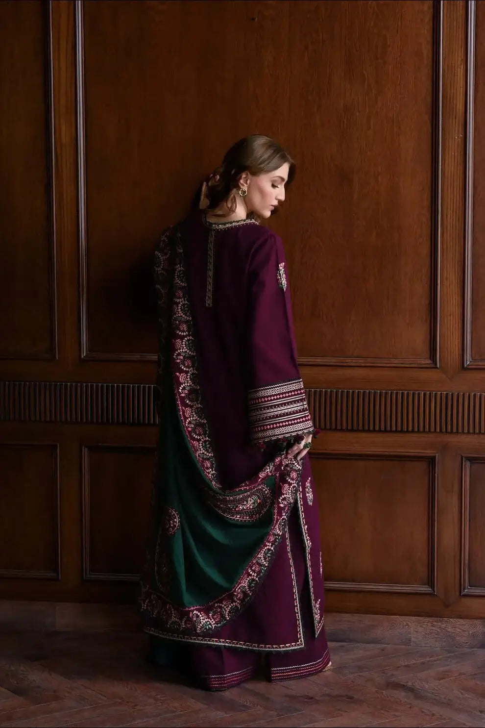 3 Piece Unstitched Heavy Embroidered Lawn Suit with Embroidered Lawn Dupatta