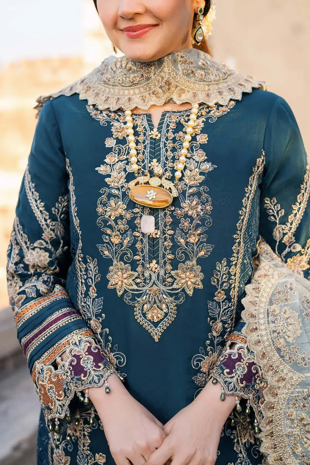 3 Piece Unstitched Heavy Sequenced Embroidered Lawn Suit with Sequenced Embroidered Slub Dupatta
