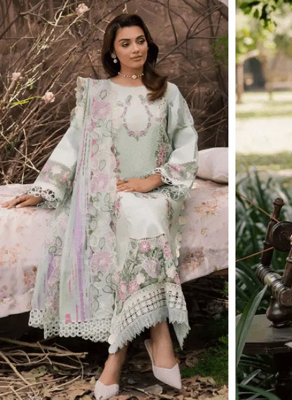 3 Piece Unstitched Heavy Embroidered Lawn Suit with Embroidered Lawn Dupatta