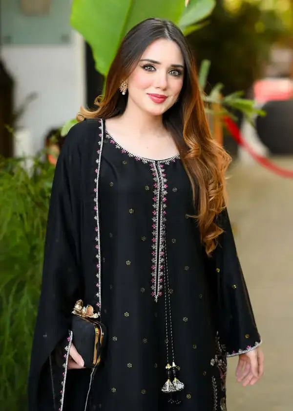 3 Piece Unstitched Heavy Embroidered Lawn Suit with Embroidered Chiffon Dupatta