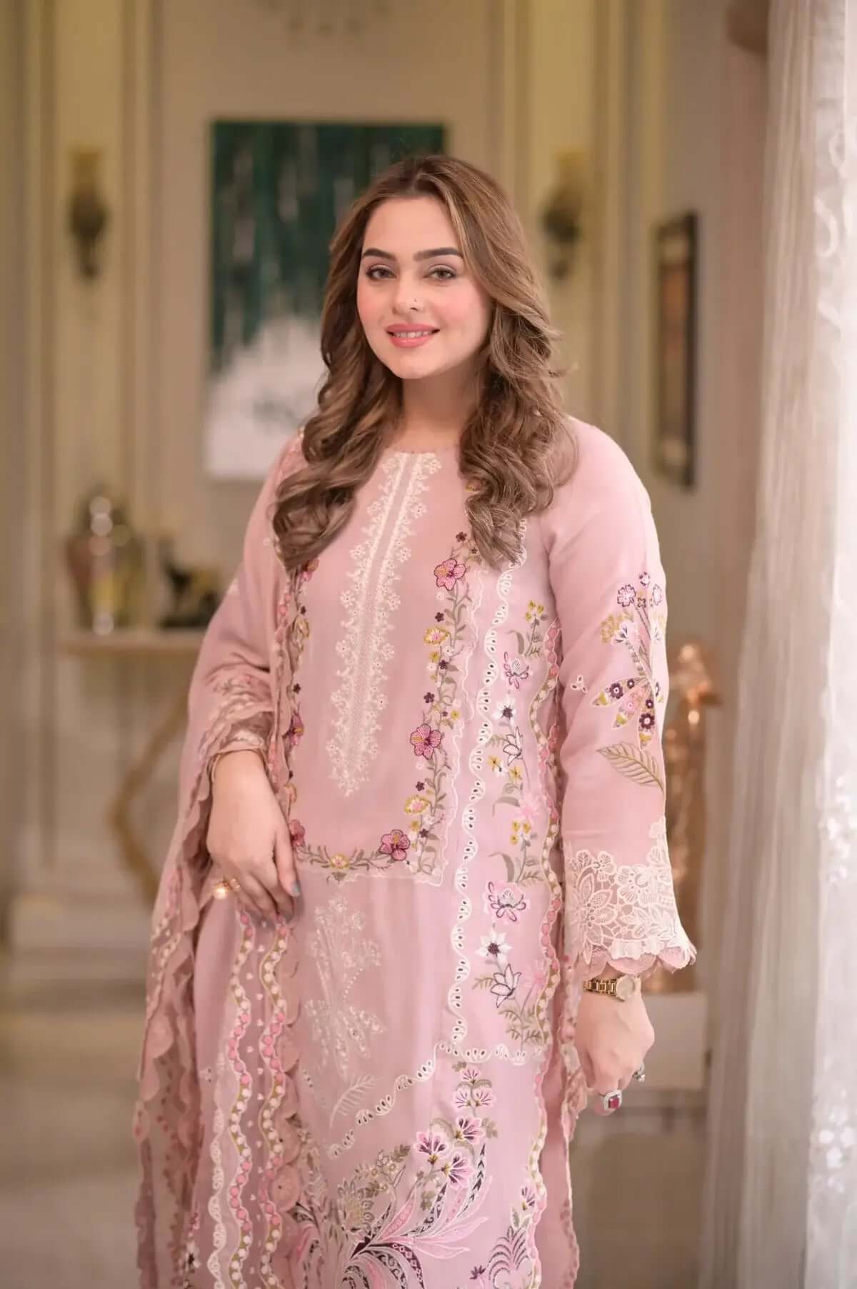 3 Piece Unstitched Heavy Embroidered Lawn Suit with Embroidered Fancy Dupatta