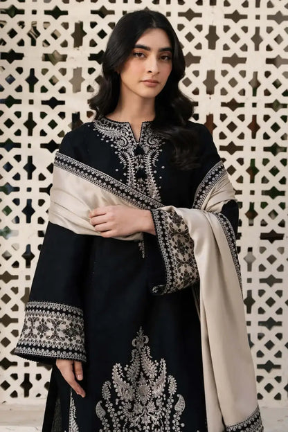 3 Piece Unstitched Heavy Embroidered Lawn Suit with Printed Voil Dupatta