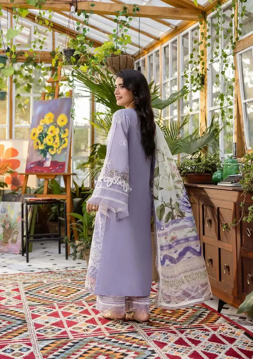 3 Piece Unstitched Heavy Embroidered Lawn Suit with Embroidered Chiffon Dupatta
