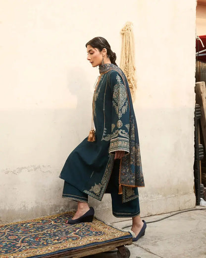 3 Piece Unstitched Heavy Sequenced Embroidered Lawn Suit with Printed Slub Dupatta