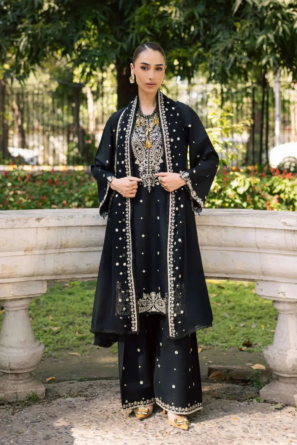 3 Piece Unstitched Heavy Embroidered Lawn Suit with Embroidered Chiffon Dupatta