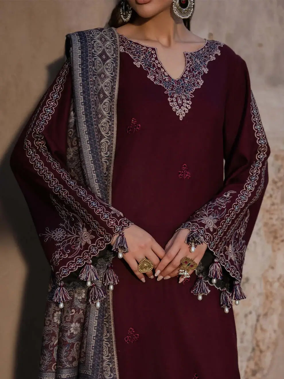 3 Piece Unstitched Heavy Embroidered Lawn Suit with Printed Voil Dupatta
