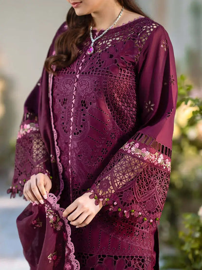 3 Piece Unstitched Heavy Embroidered Chickenkari Lawn Suit with Embroidered Lawn Dupatta