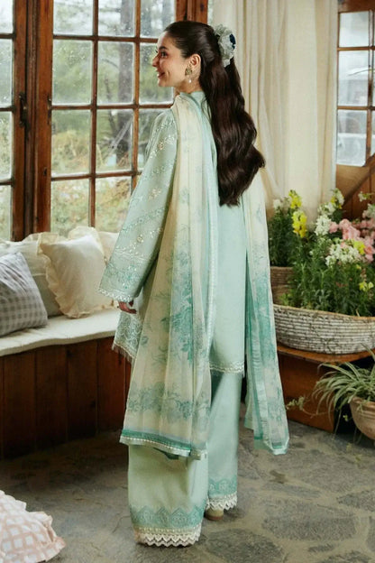3 Piece Unstitched Heavy Embroidered Lawn Suit with Printed Voil Dupatta