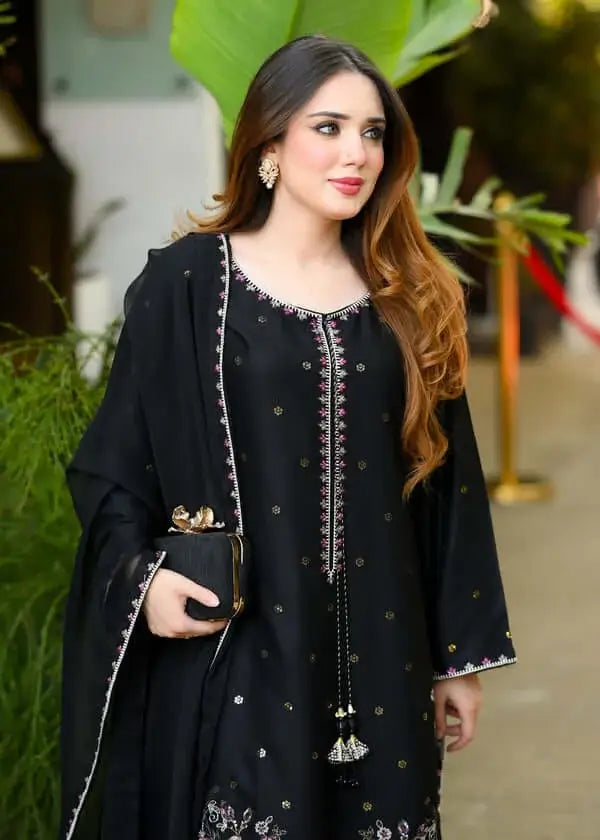 3 Piece Unstitched Heavy Embroidered Lawn Suit with Embroidered Chiffon Dupatta