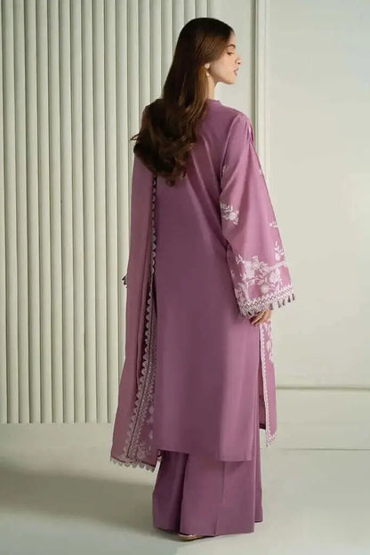 3 Piece Unstitched Heavy Embroidered Lawn Suit with Embroidered Pure Chiffon Dupatta