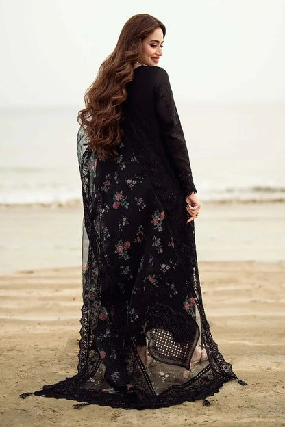 3 Piece Unstitched Heavy Sequenced Embroidered Lawn Suit with Sequenced Embroidered Voil Dupatta