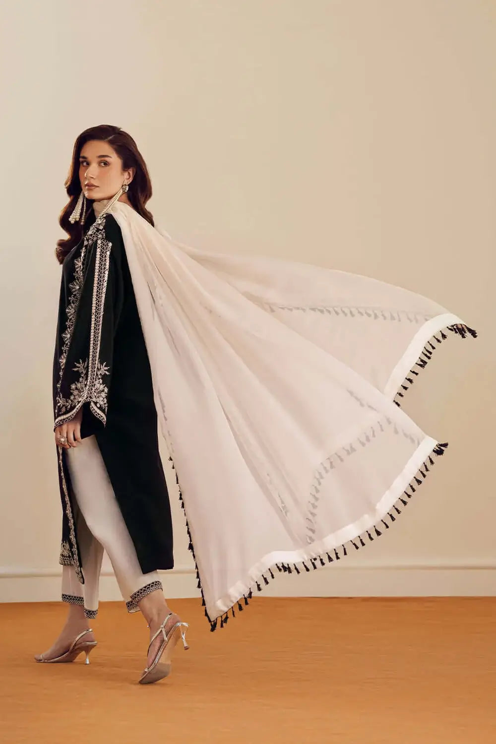 3 Piece Unstitched Heavy Embroidered Lawn Suit with Embroidered Chiffon Dupatta