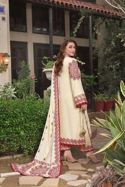 3 Piece Unstitched Heavy Embroidered Lawn Suit with Embroidered Lawn Dupatta