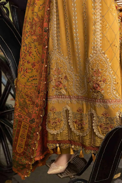 3 Piece Unstitched Heavy Embroidered Lawn Suit with Printed Monaar Slub Dupatta