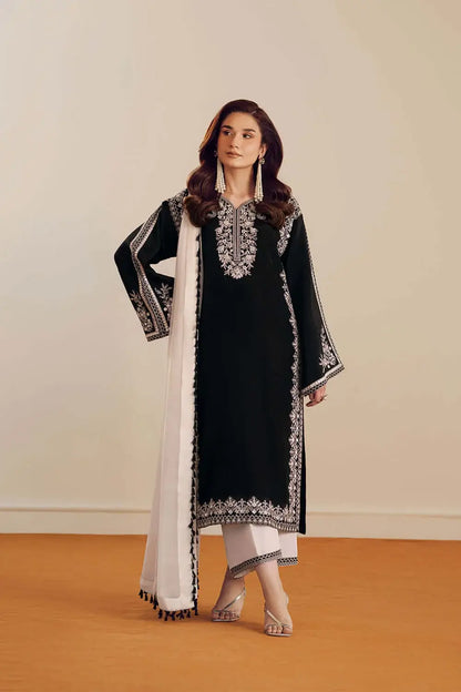 3 Piece Unstitched Heavy Embroidered Lawn Suit with Embroidered Chiffon Dupatta