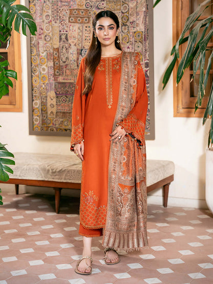3 Piece Unstitched Heavy Embroidered Lawn Suit with Digital Printed Monaar Slub Dupatta