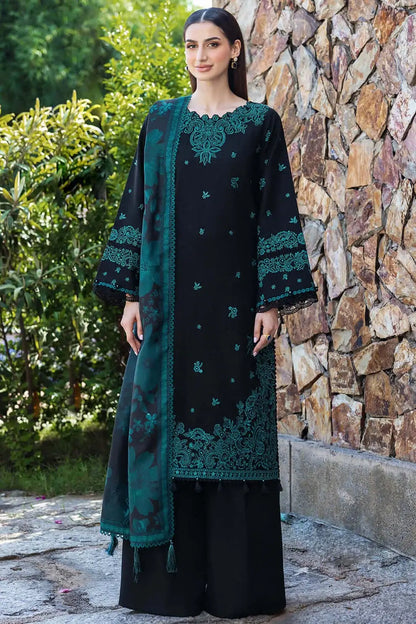3 Piece Unstitched Heavy Embroidered Lawn Suit with Printed Voil Dupatta