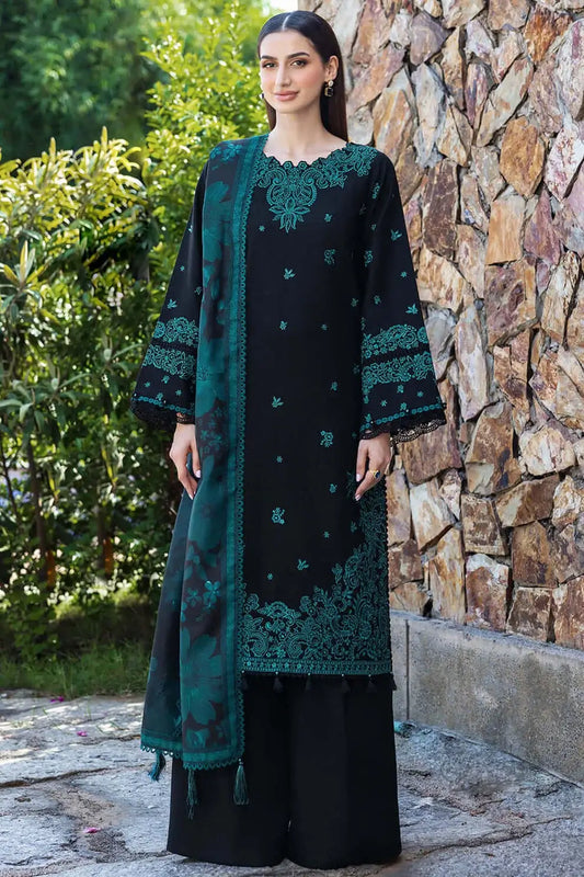 3 Piece Unstitched Heavy Embroidered Lawn Suit with Printed Voil Dupatta
