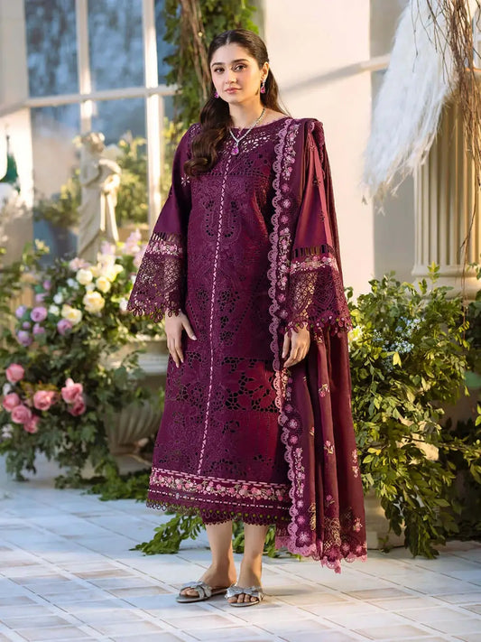 3 Piece Unstitched Heavy Embroidered Chickenkari Lawn Suit with Embroidered Lawn Dupatta
