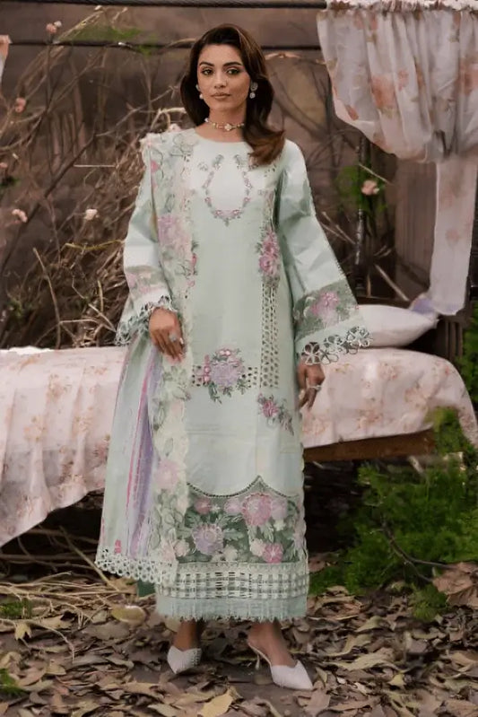3 Piece Unstitched Heavy Embroidered Lawn Suit with Embroidered Lawn Dupatta