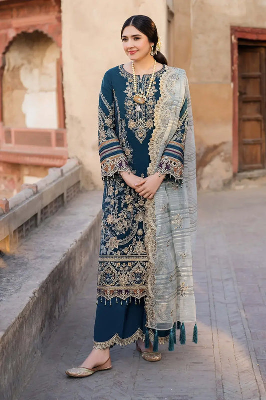 3 Piece Unstitched Heavy Sequenced Embroidered Lawn Suit with Sequenced Embroidered Slub Dupatta