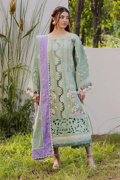 3 Piece Unstitched Heavy Embroidered Lawn Suit with Embroidered Slub Dupatta