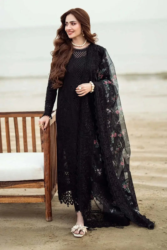 3 Piece Unstitched Heavy Sequenced Embroidered Lawn Suit with Sequenced Embroidered Voil Dupatta