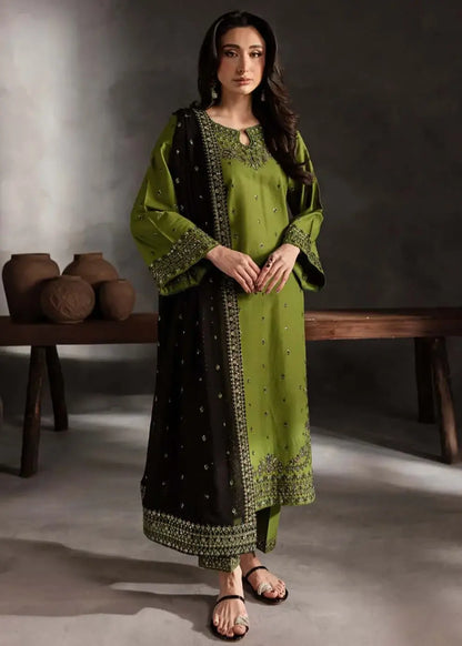 3 Piece Unstitched Heavy Sequenced Embroidered Lawn Suit with Embroidered Bamber Chiffon Dupatta